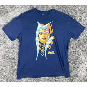 Star Wars Celebration Anaheim 2022 Ahsoka Tano Portrait Tee Mens XL Navy Cotton